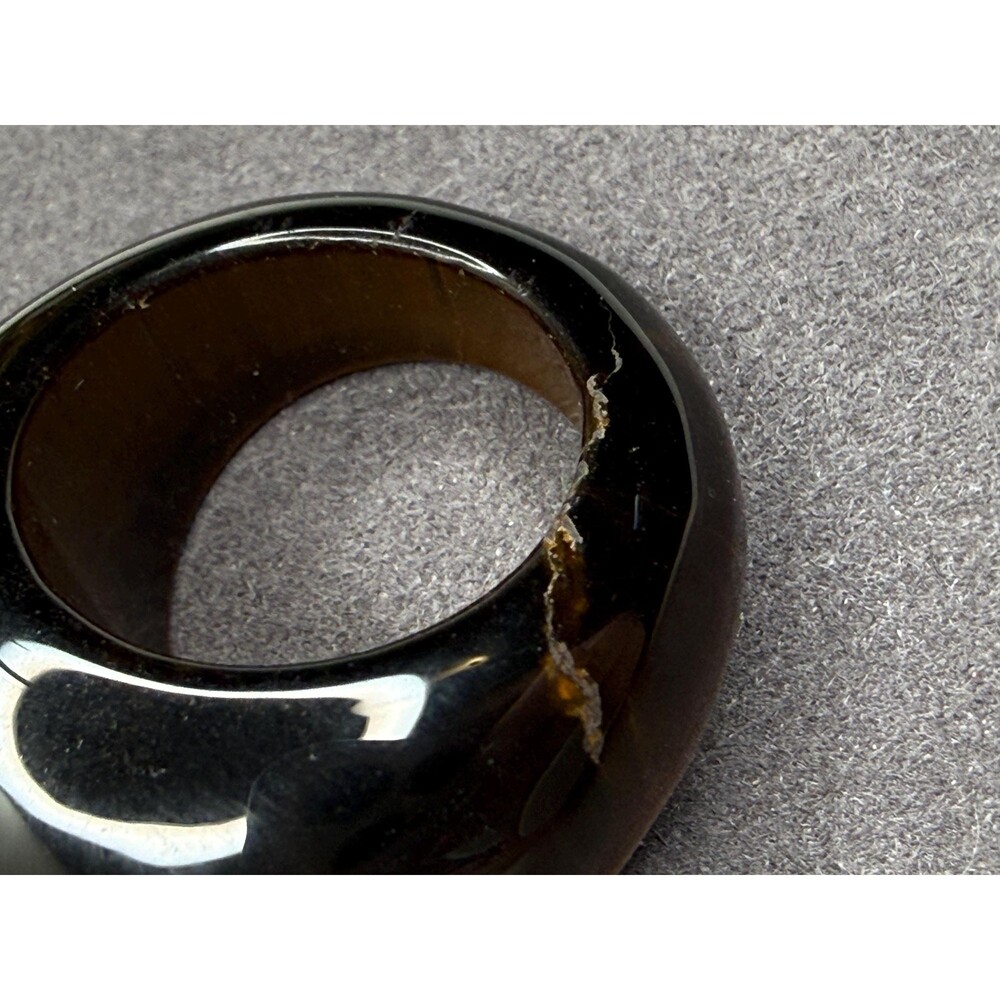 Vintage Tiger’s Eye Chunky Statement Ring Brown Gold Stone Size 6.5 - Picture 8 of 10